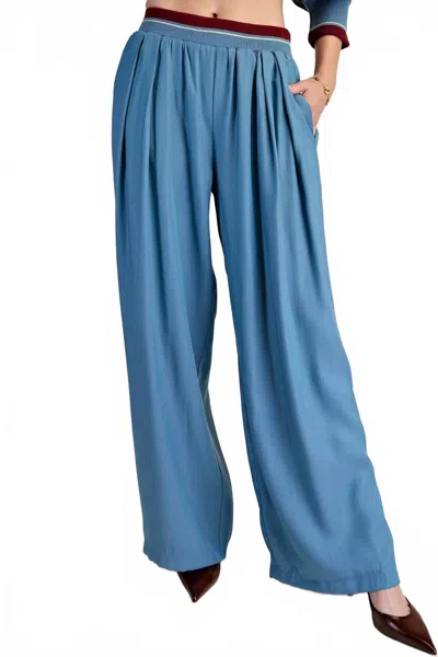 Glam Flowy Wide Leg Pants In Slate In Blue