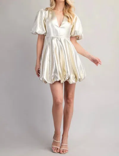 Glam Get Your Shine On Puff Sleeve Dress In Cream In White