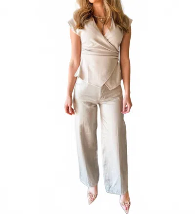 Glam Golden Hour Wrap Top In Cream In White