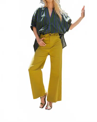 Glam High-waist Straight Pants In Yellow