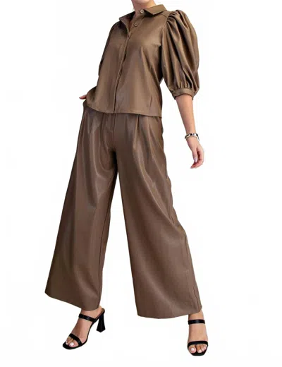 Glam High Waist Wide Leg Pants In Taupe In Brown
