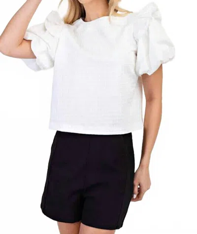Glam Holly Textured Top In White
