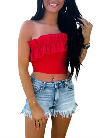 Glam In The Name Of Love Sleeveless Crop Top In Red