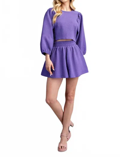 Glam It's Game Time Top And Shorts Set In Purple