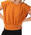 Glam Kate Jersey Cap Sleeve Top In Rust In Orange