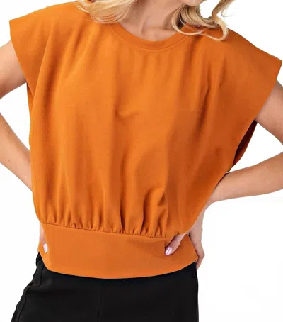 Glam Kate Jersey Cap Sleeve Top In Rust In Orange