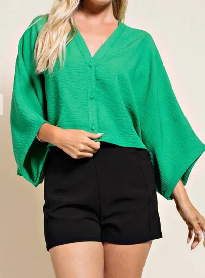 Glam Kaylee Kimono Sleeve Top In Kelly Green
