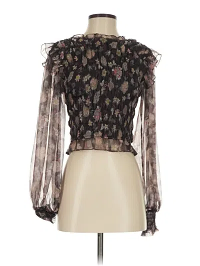 Pre-owned Glam Long Sleeve Blouse In Black