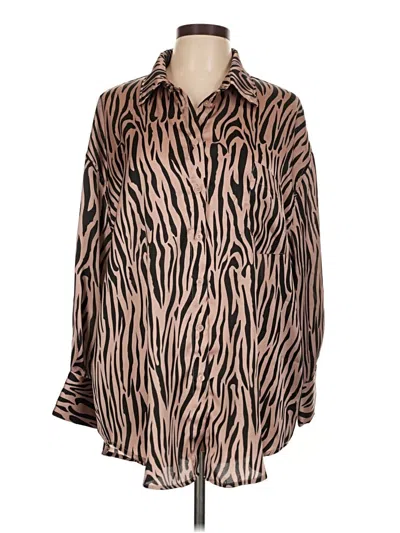 Pre-owned Glam Long Sleeve Blouse In Brown