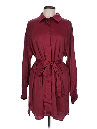 Pre-owned Glam Long Sleeve Blouse In Burgundy
