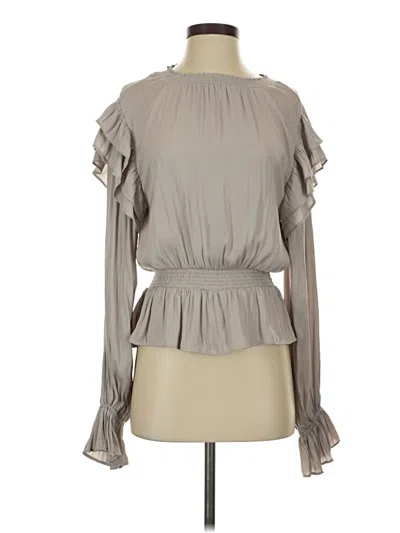 Pre-owned Glam Long Sleeve Blouse In Gray
