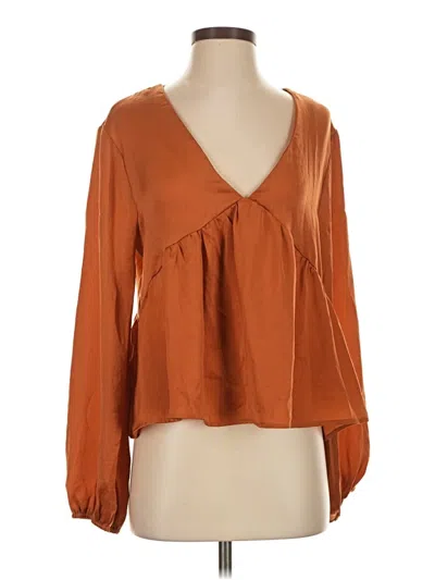Pre-owned Glam Long Sleeve Blouse In Orange