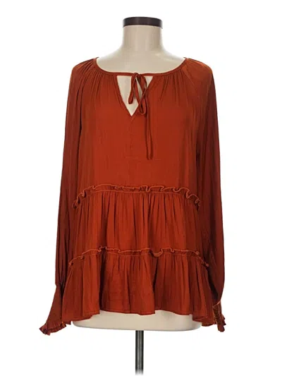 Pre-owned Glam Long Sleeve Blouse In Orange