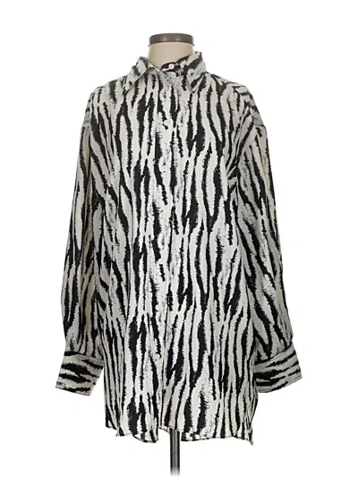 Pre-owned Glam Long Sleeve Blouse In Silver