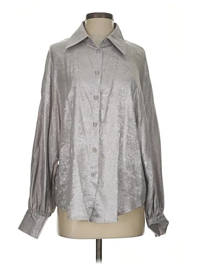 Pre-owned Glam Long Sleeve Blouse In Silver