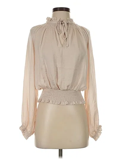 Pre-owned Glam Long Sleeve Blouse In Tan