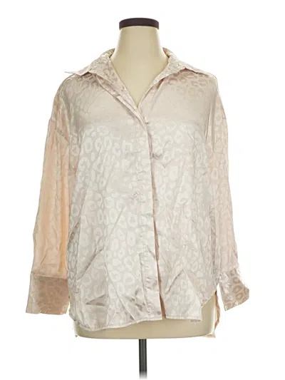 Pre-owned Glam Long Sleeve Button Down Shirt In Tan