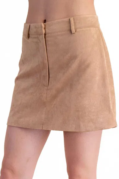 Glam Lulu Faux Suede Mini Skirt In Taupe In Gray