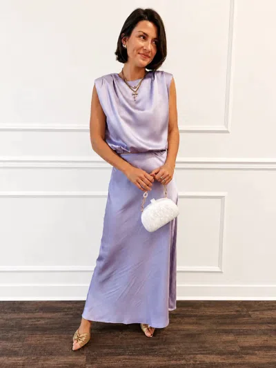 Glam Luxe Satin Set In Lavender In Purple