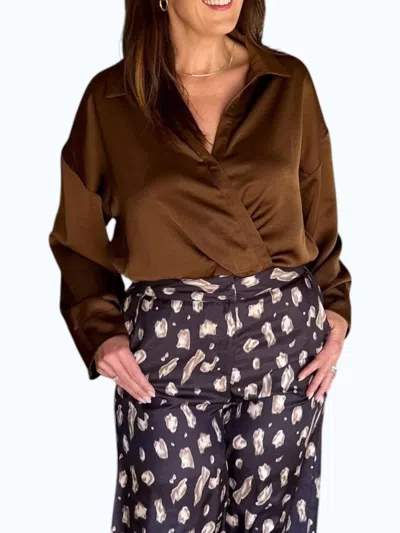 Glam Maple Leaf Blouse In Brown
