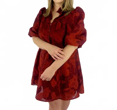 Glam Maribel Ruffle Dress In Burgundy In Red