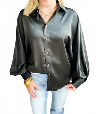 Glam Midnight Buttoned Blouse In Black