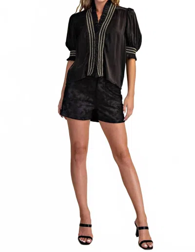 Glam Miriam V-neck Blouse In Black
