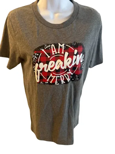 Glam N Go Boutique Women's I Am Freaking Merry Tee In Gray In Grey