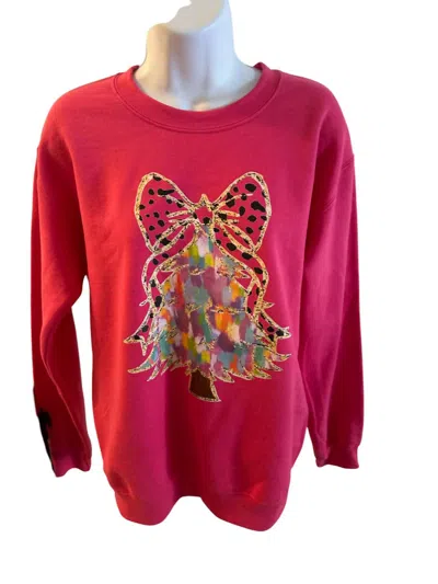 Glam N Go Boutique Women's Watercolor Tree Sweatshirt In Pink