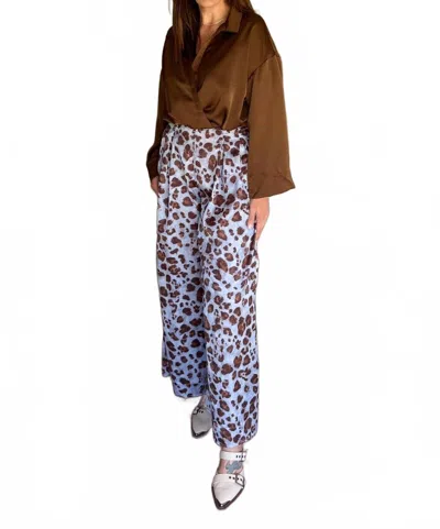 Glam Nile Wide Leg Pants In Blue In Brown