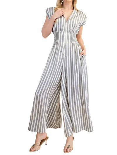 Glam Olivia Jumpsuit In Navy In Gray