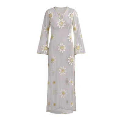 Glam On You Women's White Bellis Kaftan In Gray