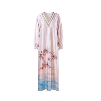 Glam On You Women's White Cove Kaftan In Pink