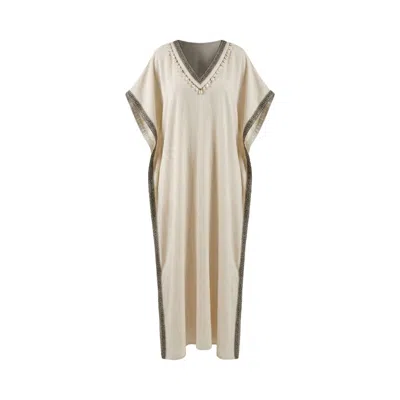 Glam On You Women's White Elmira Kaftan In Multi