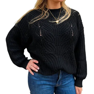 Glam Open Cable Knit Sweater In Black