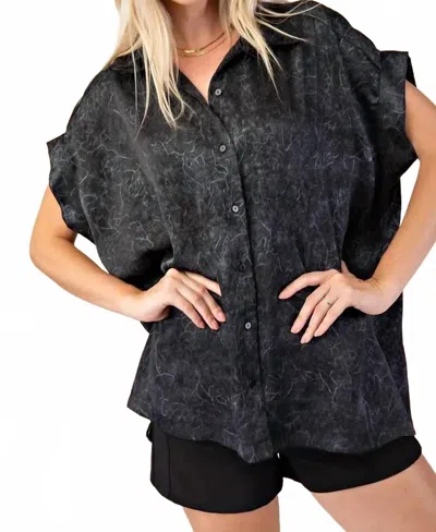 Glam Oversized Button Down Blouse In Grey