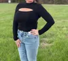 Glam Peek A Boo Bodysuit In Black In Black