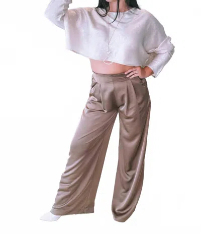 Glam Pleated High-waisted Wide Pant In Mocha In Brown