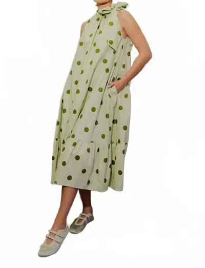 Glam Polka Dot Midi Dress In Green