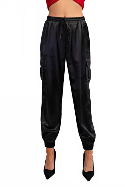 Glam Pop The Champagne Satin Joggers In Black
