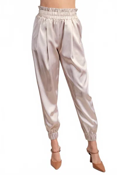 Glam Pop The Champagne Satin Joggers In Neutral