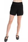 Glam Relaxed Side Pocket Knit Shorts In Black In Black