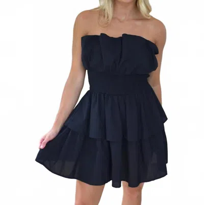 Glam Ruffle Tube Mini Dress In Black