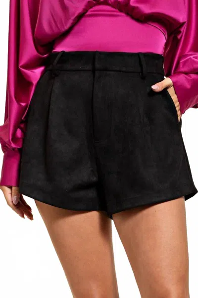 Glam Sadie High Waisted Suede Shorts In Black