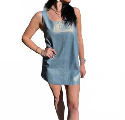 Glam Scoop Neck Metallic Dress In Blue