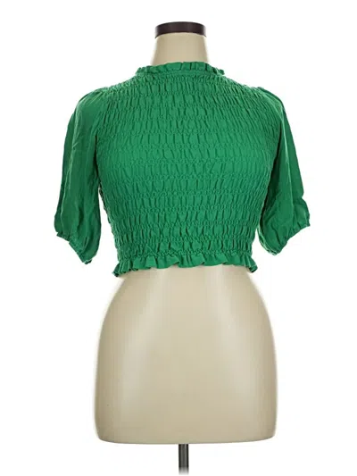Pre-owned Glam Short Sleeve Blouse In Green