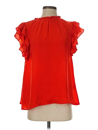 Pre-owned Glam Short Sleeve Blouse In Red
