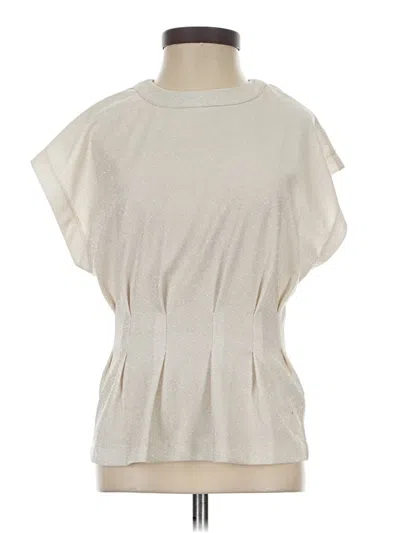 Glam Short Sleeve Top Ivory Cowl Neck Tops In White