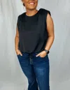 Glam Silk Crop Top In Black In Black