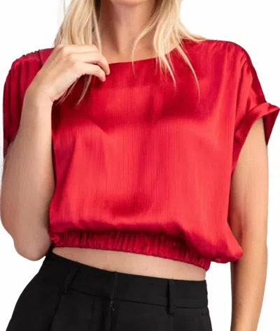 Glam Silky Crop Top In Burgundy In Red